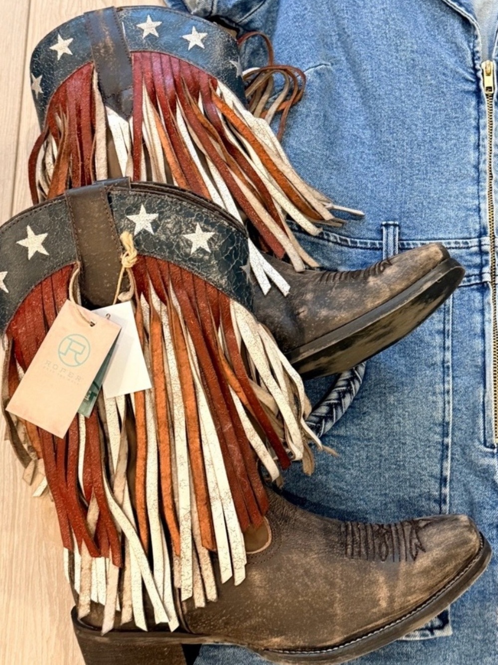ROPER WOMEN'S AMERICAN BEAUTY FRINGE WESTERN BOOTS